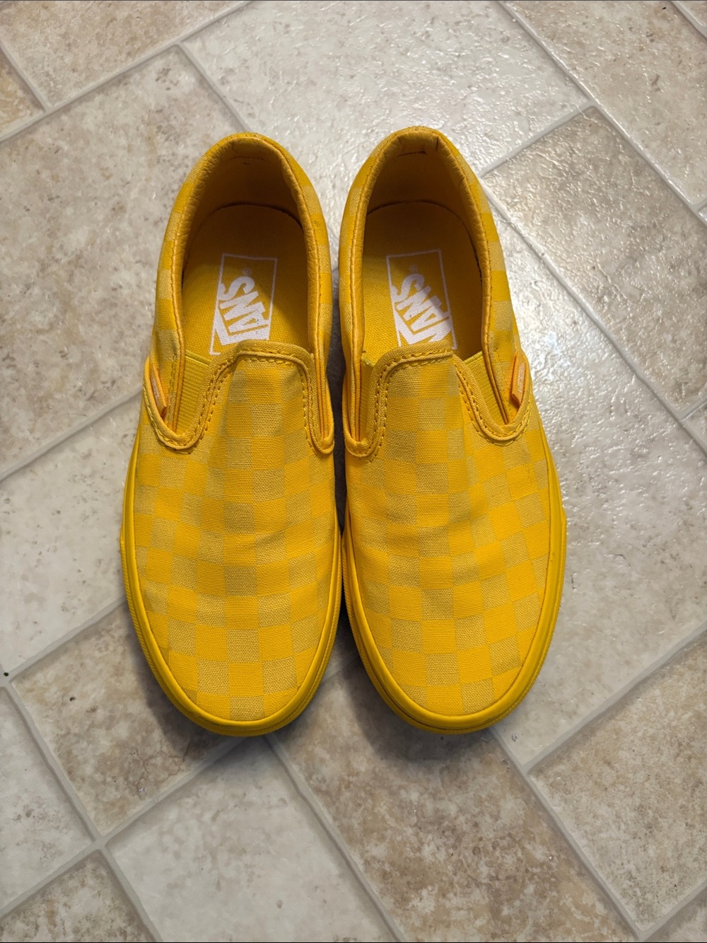 Vans Kids Yellow Checkerboard Slip-On Sneakers